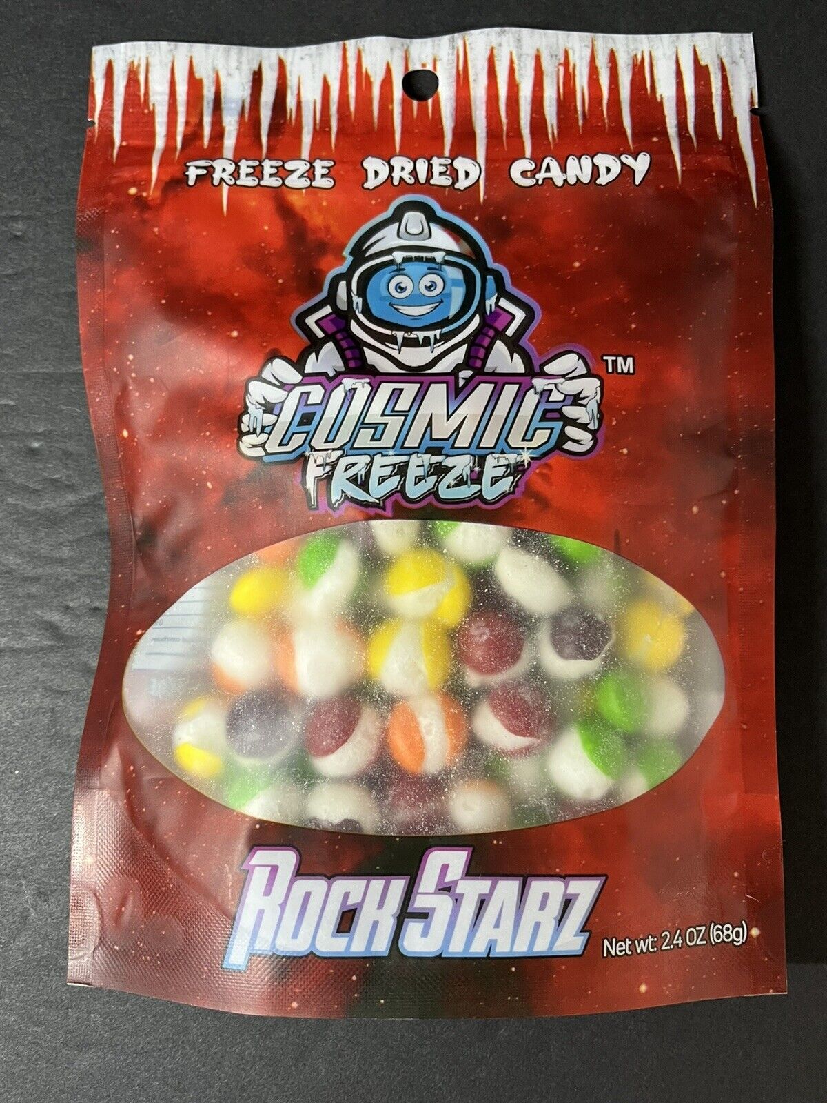 3 pcs 🍭Freeze Dried Candy Star Clusters,Rock Starz ,Berry Sour  2.40z (68g).