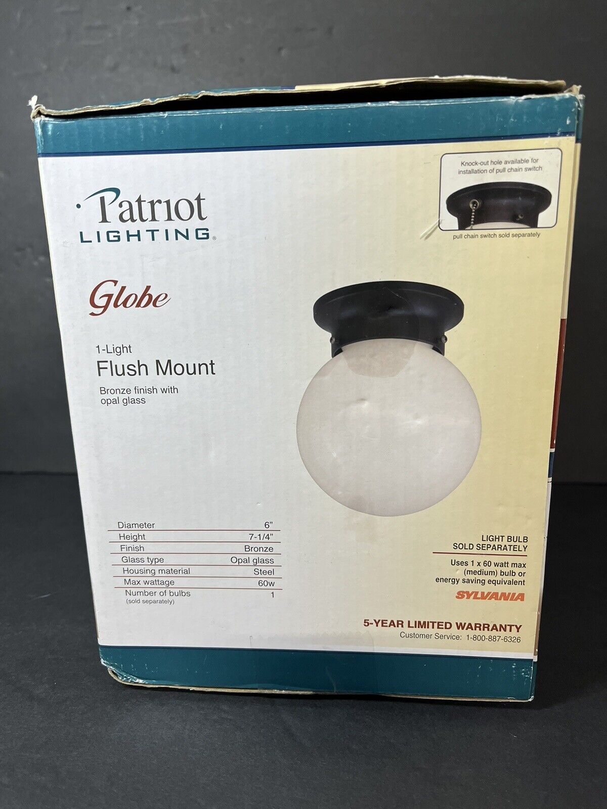 Patriot Lighting-1 Bronze  Light Flush Mount-Indoor Lighting  6" Dia x 7-1/4"H..