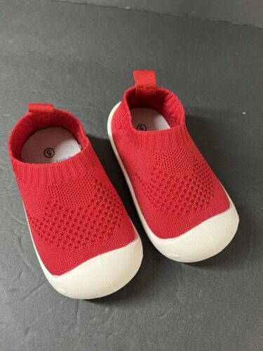 BabyWaves Premium Baby Mesh Toddler Shoes first Walker size 5 Red