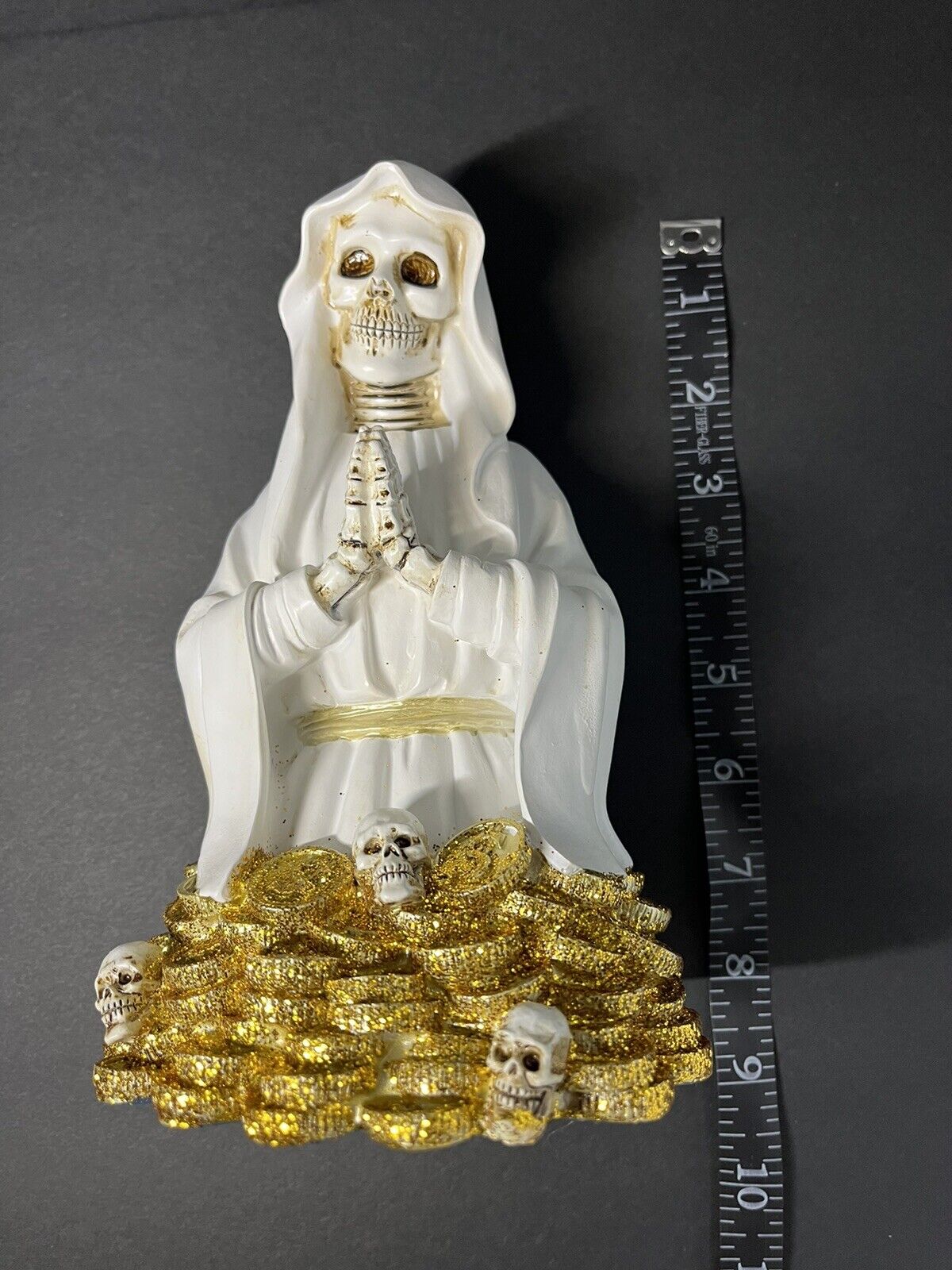 Santa Muerte 8" White Dress Holy Death Statue 6444WT-8