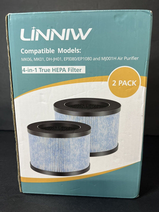 4 in 1 True HEPA Replacement Filter - Linniw - 2 pack - MK06, MK01, MJ00...