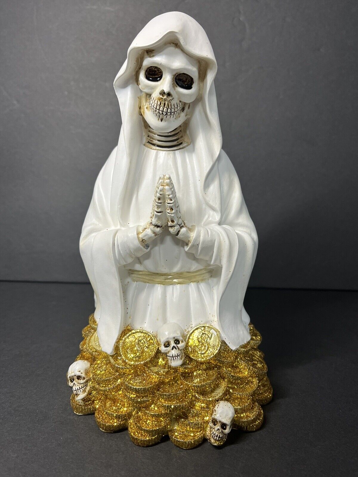 Santa Muerte 8" White Dress Holy Death Statue 6444WT-8