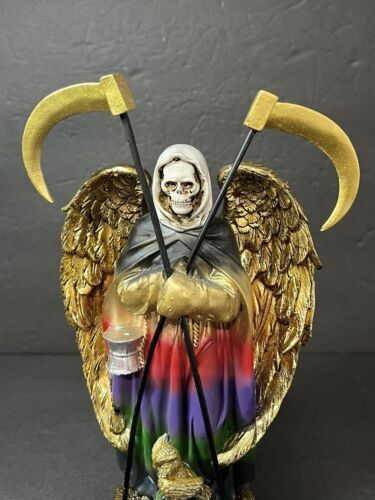 Santa Muerte 9" Con Alas Dos Guadañas 7 Holy Death Grim Reaper Skull -16809