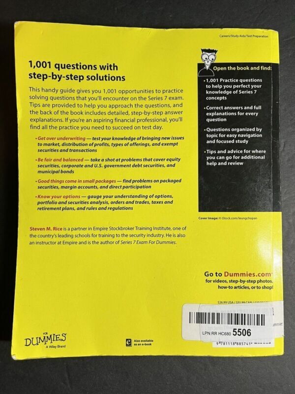 Series 7 Exam for Dummies : 1,001 Practice Questions Paperback St