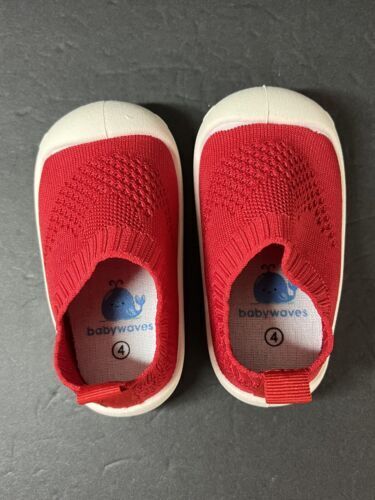 BabyWaves Premium Baby Mesh Toddler Shoes first Walker size 4 Red