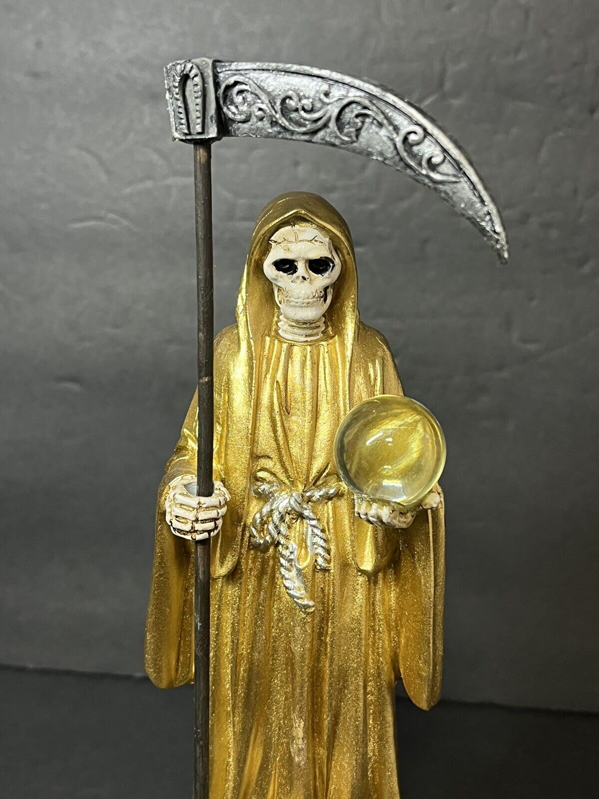 Santa Muerte Gold 9" Holy Death Statue Owl statue - 78360