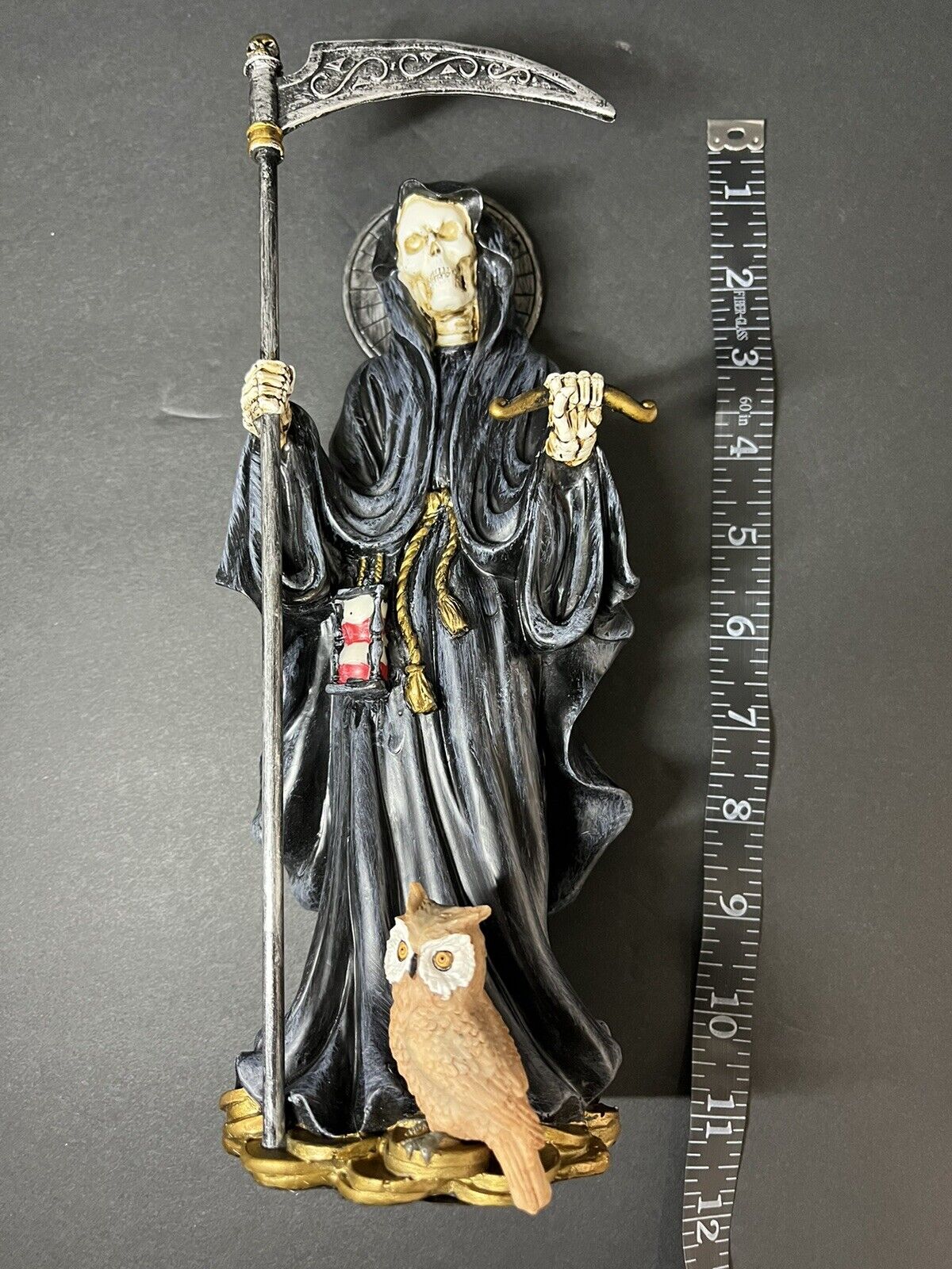 Santa Muerte 10'' Black Gown Figurine Death ,Statue 15243