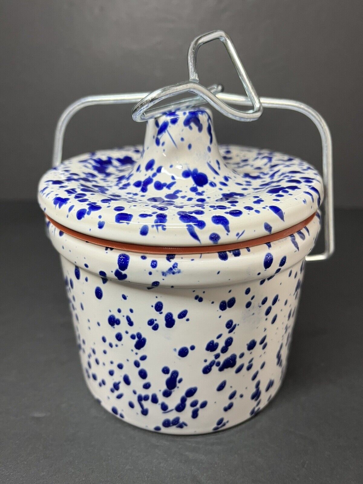 Stoneware Cheese Spread Crock with Bale Latch 4-1/2”