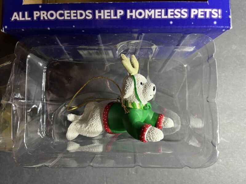 2003 Petsmart Luv a Pet Holiday Ornament Reindeer Dog with Green Sweater