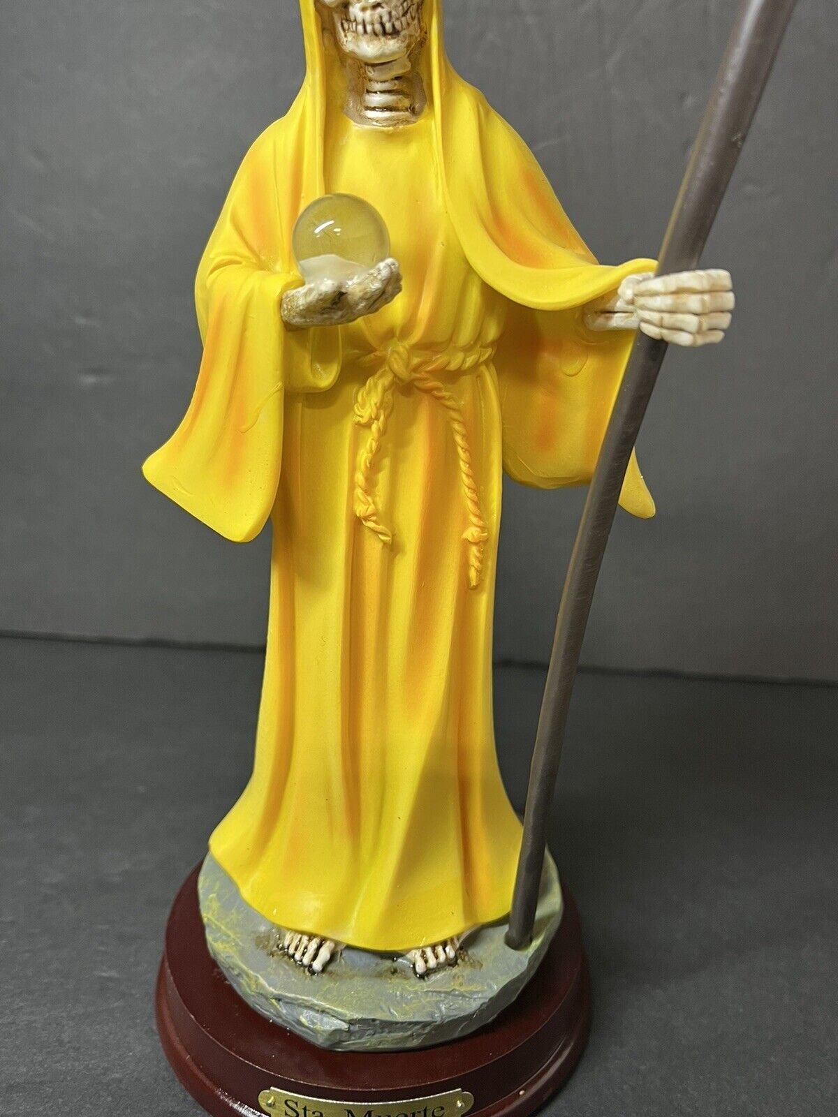 Estatua de La Santa Muerte 9" Yellow  Color Holly Death Statue 2022YW-9