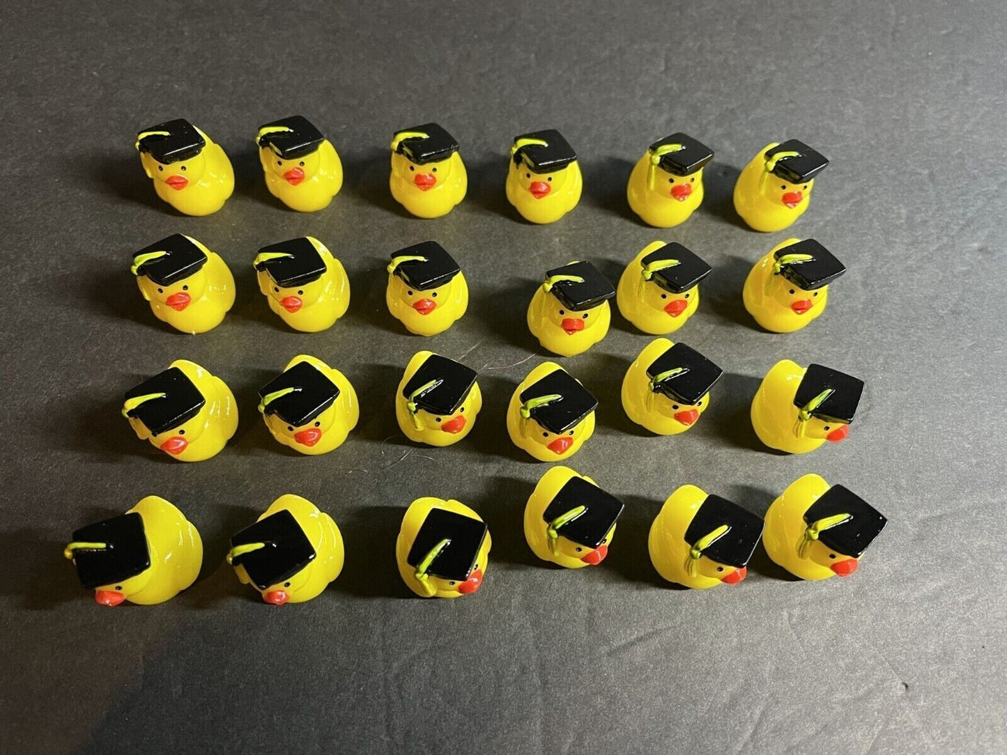 24 Pc Cute Mini Graduation Ducks w/ Black Graduation Hat for Theme Party - 1" L