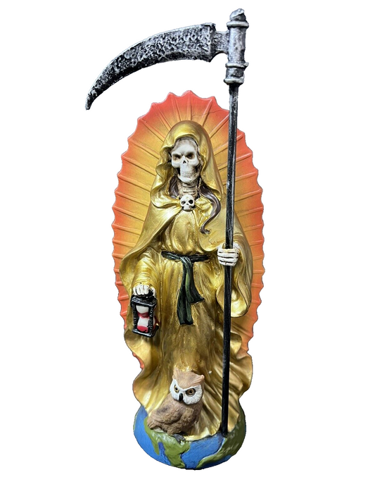 Santa Muerte Gold Gown Figurine Death statue  7 inches - 15242