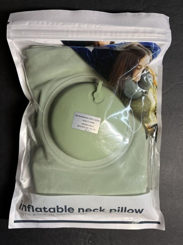 Inflatable Neck Pillow With Built In Hand Pump Travel Pillow /NEW