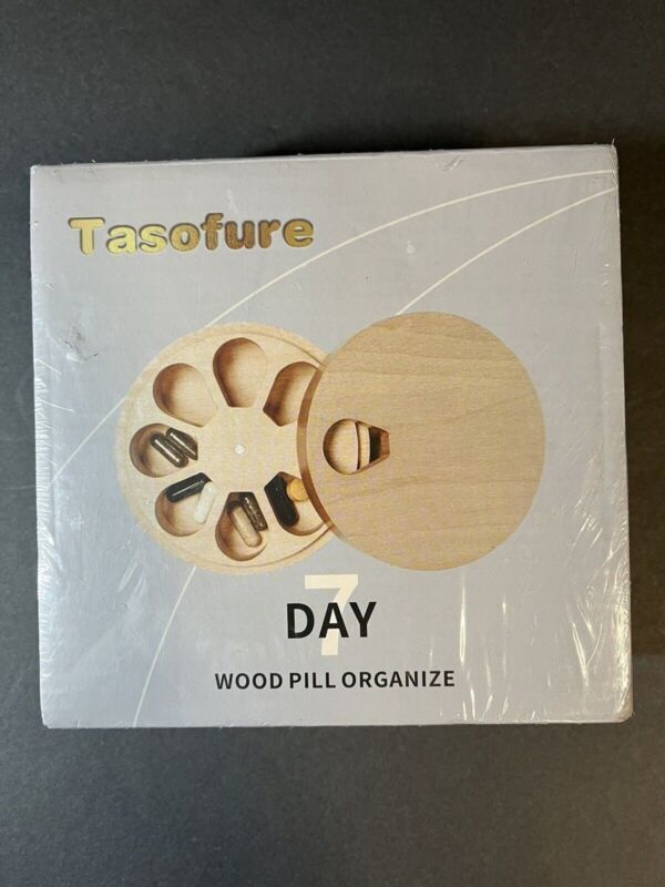 Tasofure 7 Day Wooden Pill Organizer /travel case new