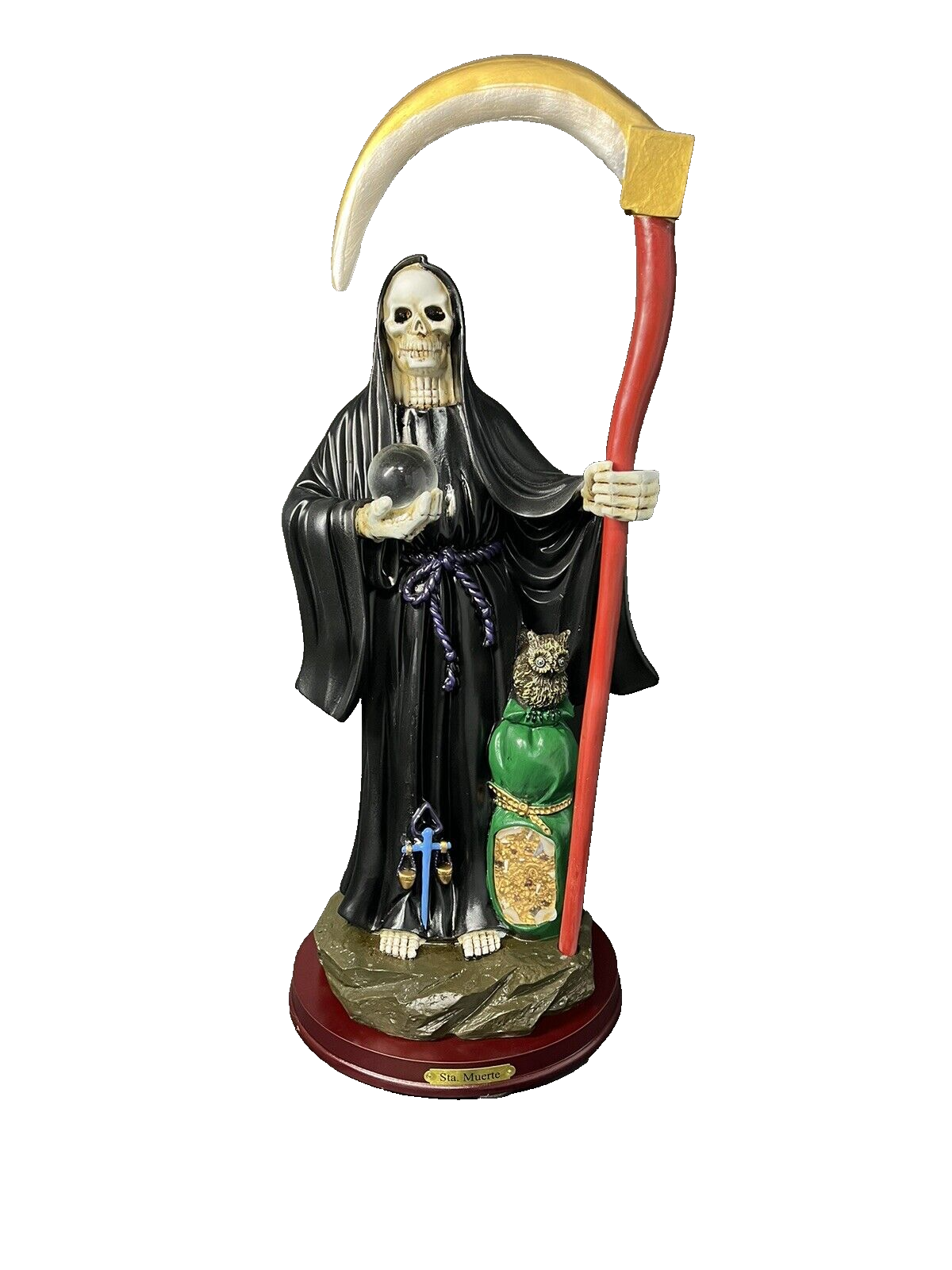 Santa Muerte Saint Death Grim Reaper Statue Figurine, 16" Black, 2008JBK-16