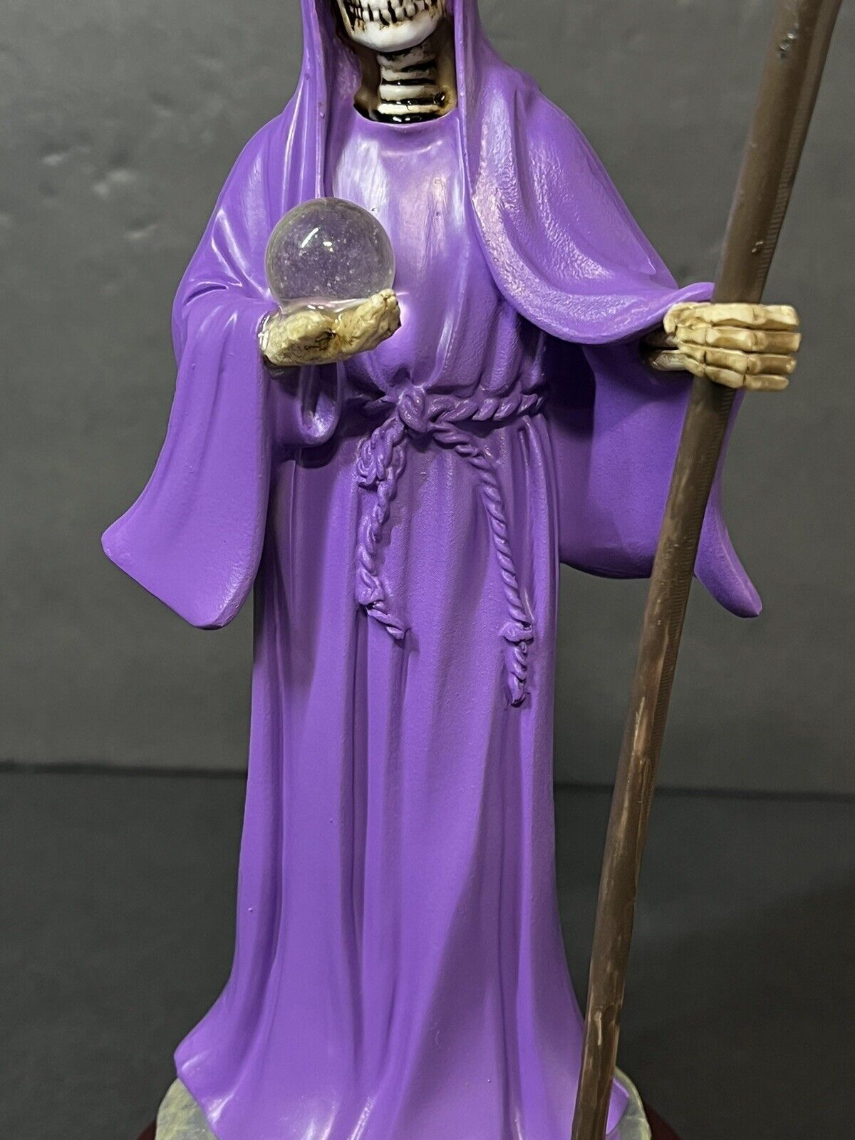 Estatua de La Santa Muerte 9" Purple Color Holly Death Statue 2022PP-9