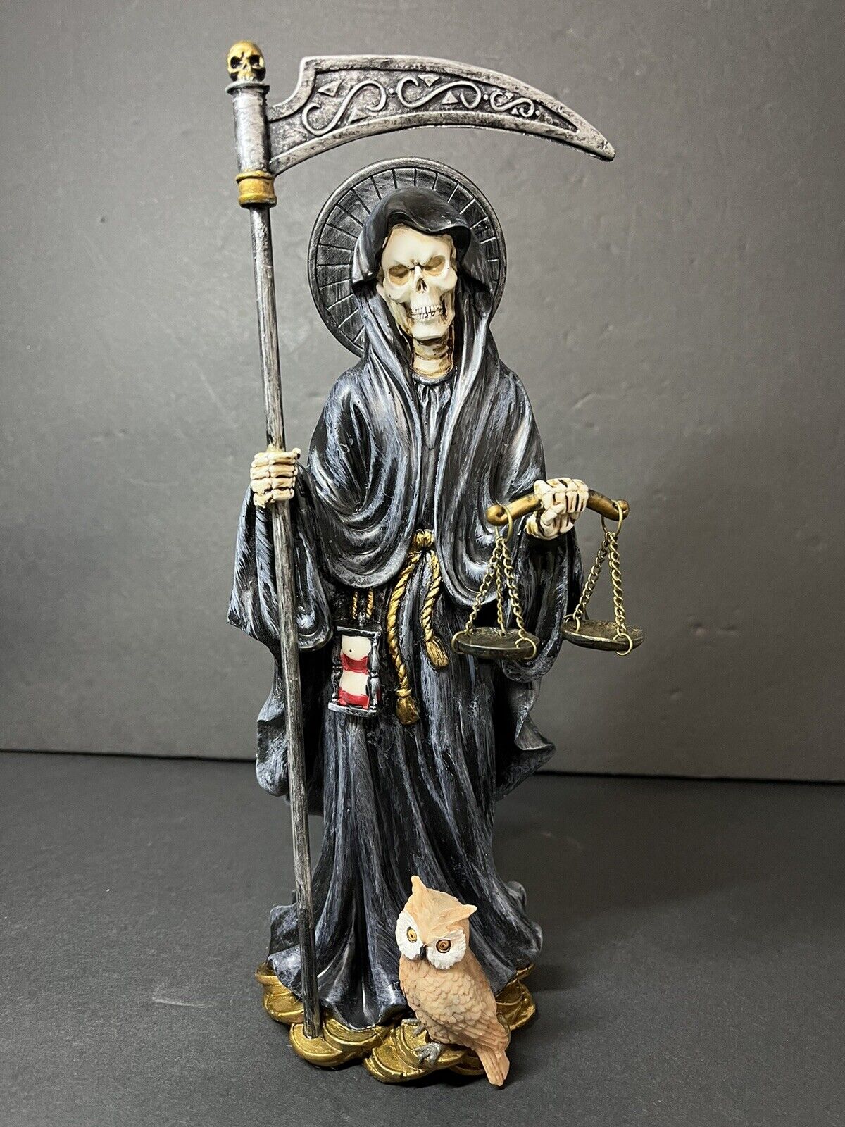 Santa Muerte 10'' Black Gown Figurine Death ,Statue 15243