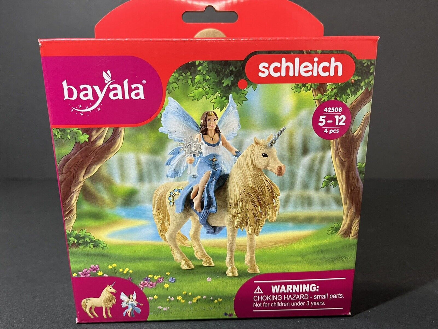 Schleich 42508 Eyela Riding On Golden Unicorn Fairy Toy Playset..