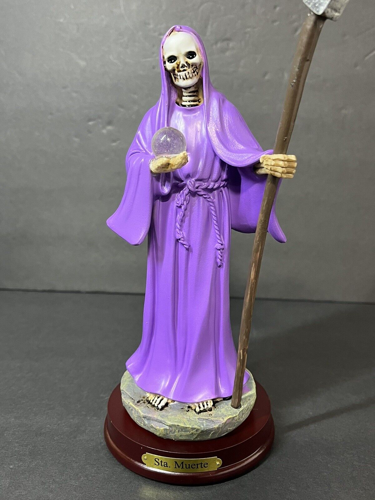 Estatua de La Santa Muerte 9" Purple Color Holly Death Statue 2022PP-9