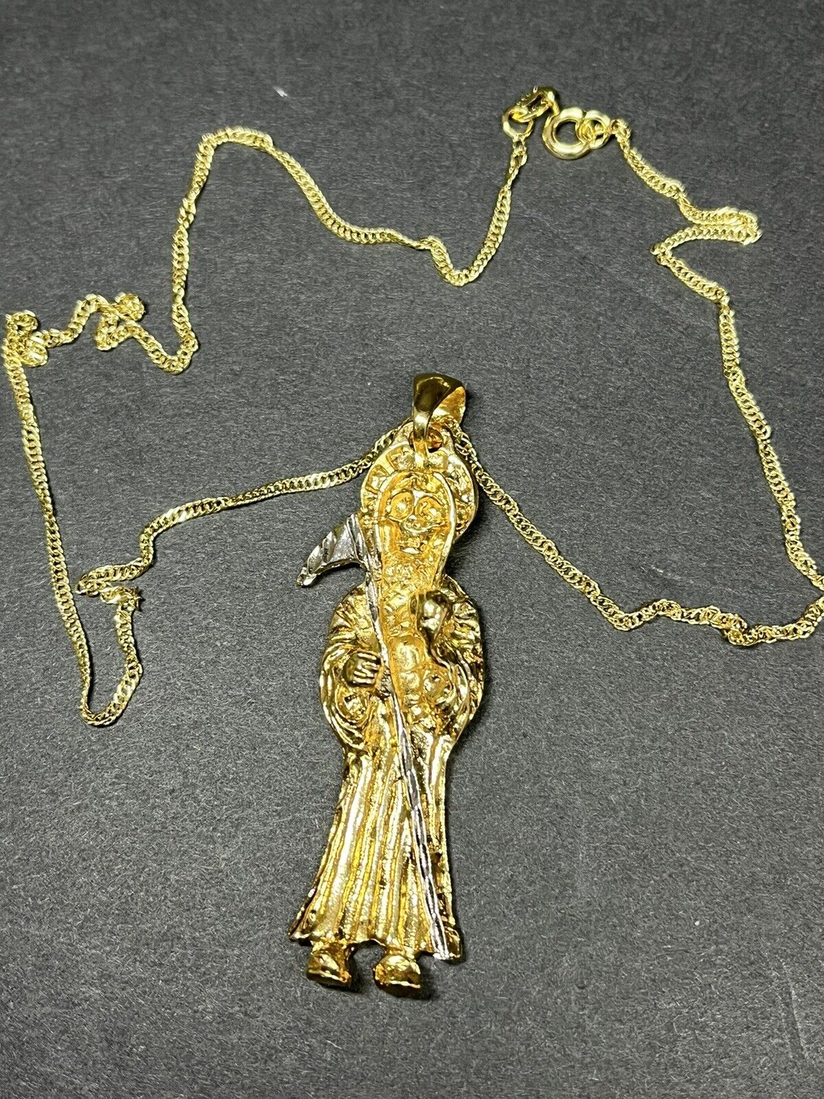 Santa Muerte con Cadena Oro Laminado 18k Gold Filled Grim Reaper Clear