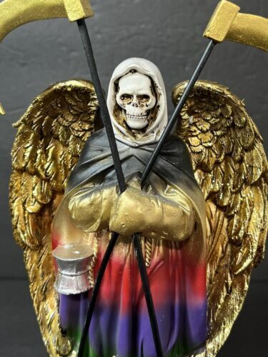 Santa Muerte 9" Con Alas Dos Guadañas 7 Holy Death Grim Reaper Skull -16809