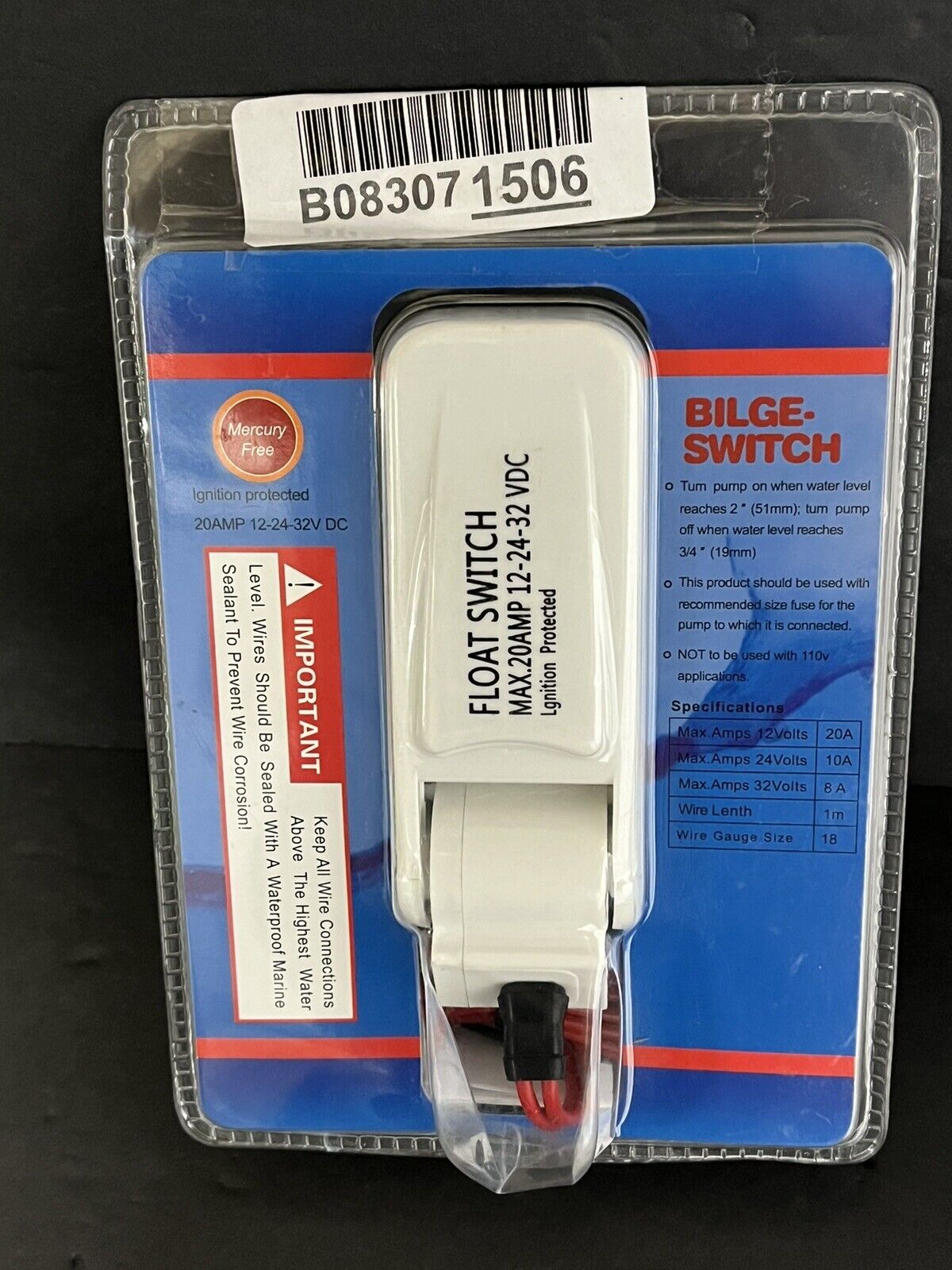 Float Switch Automatic Electric Safety Easy Clean Use Bilge Pump Switch