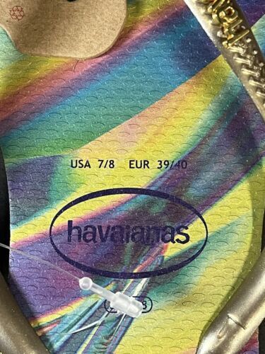 Havaianas Slim Iridescent Flip Flops Size USA 7/8 EUR 39/40 Multi Color