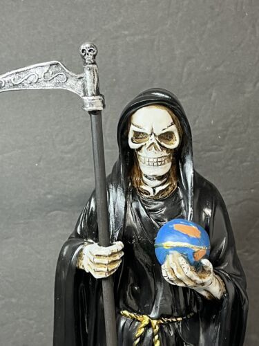 Santa Muerte 12" Con Buhó Black Dress Holy Death Grim Reaper S17012-12BK