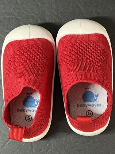 BabyWaves Premium Baby Mesh Toddler Shoes first Walker size 5 Red