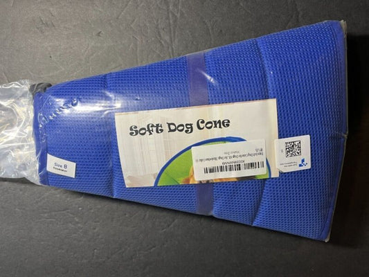 NEW Extra Soft Dog Cone For Dogs Fabric Elizabethan Collar Blue Comfort size 8