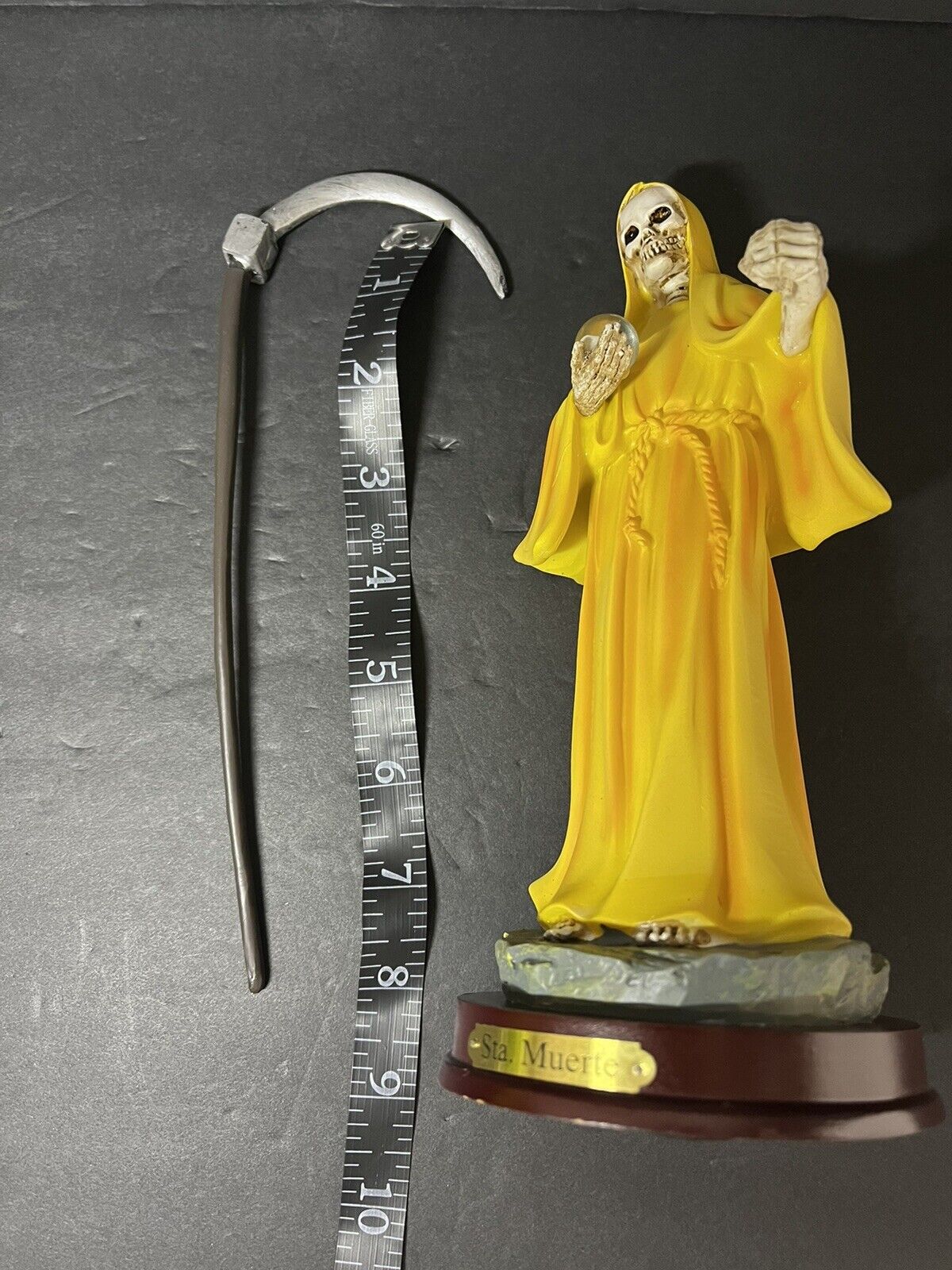 Estatua de La Santa Muerte 9" Yellow  Color Holly Death Statue 2022YW-9