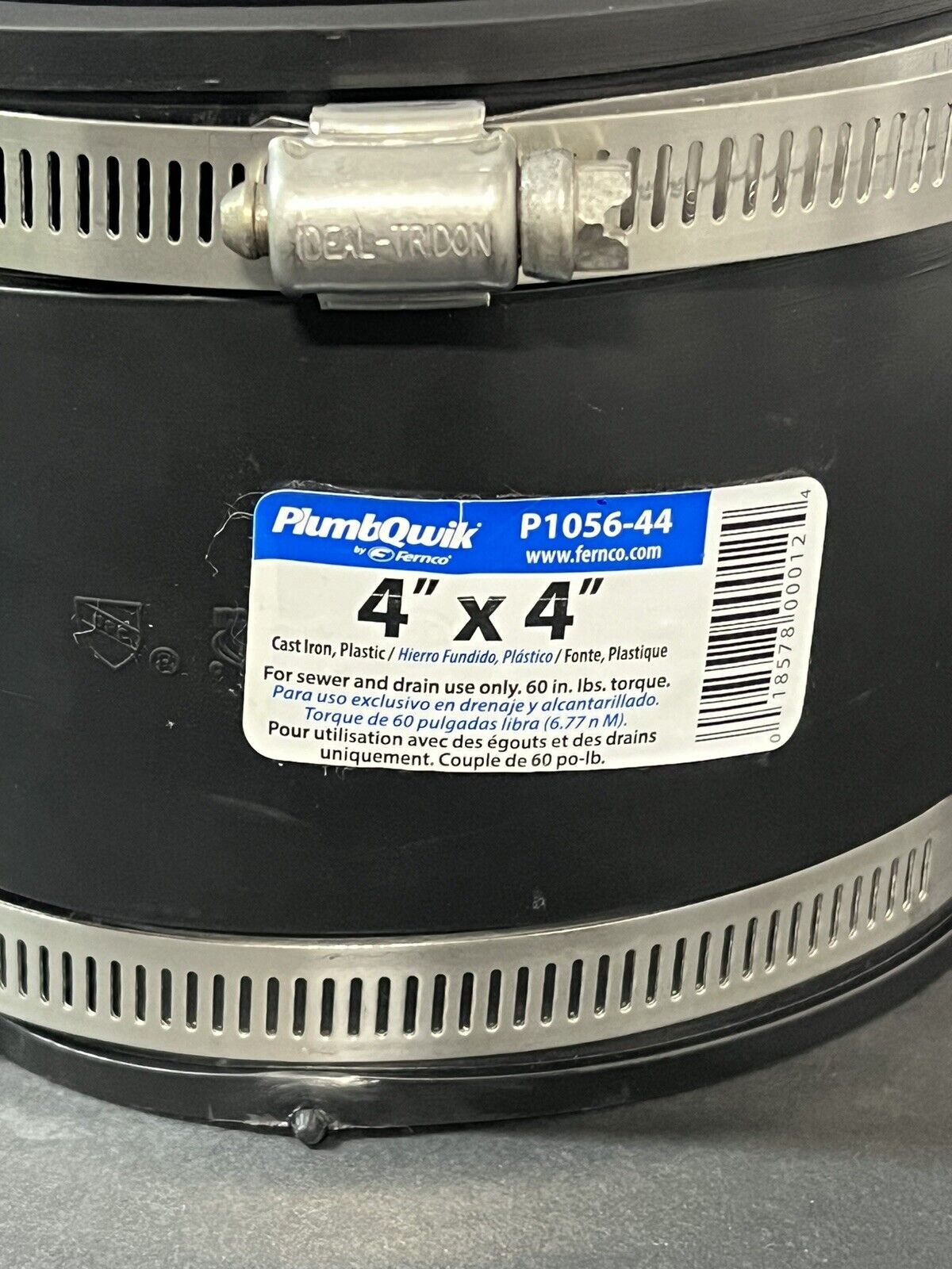 Fernco 4 In. x 4 In. Coupling for Cast Iron PVC Plastic P1056-44,black