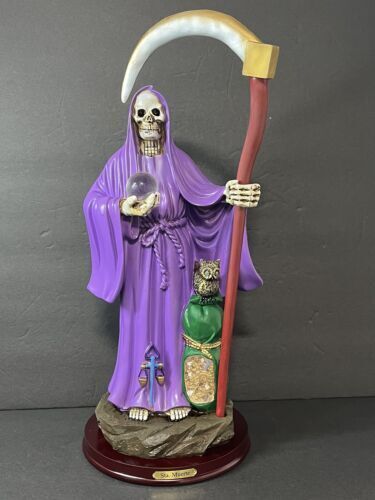 Santa Muerte Saint Death Grim Reaper Statue Figurine, 16", Purple - 2008PP-