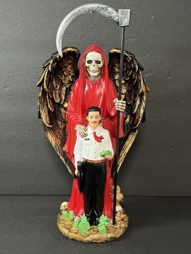 Santa Muerte Rojo & Malverde 12" Holy Death Grim Reaper Skull Malverde