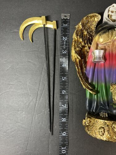 Santa Muerte 9" Con Alas Dos Guadañas 7 Holy Death Grim Reaper Skull -16809