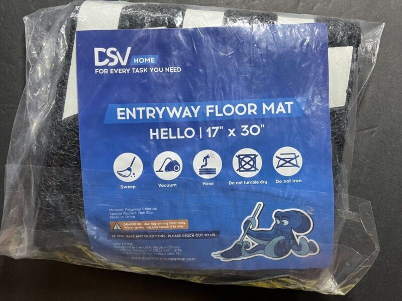 DSV Home Entryway Floor Mat Hello 17"×30" Black Non-Slip Welcome Outdo