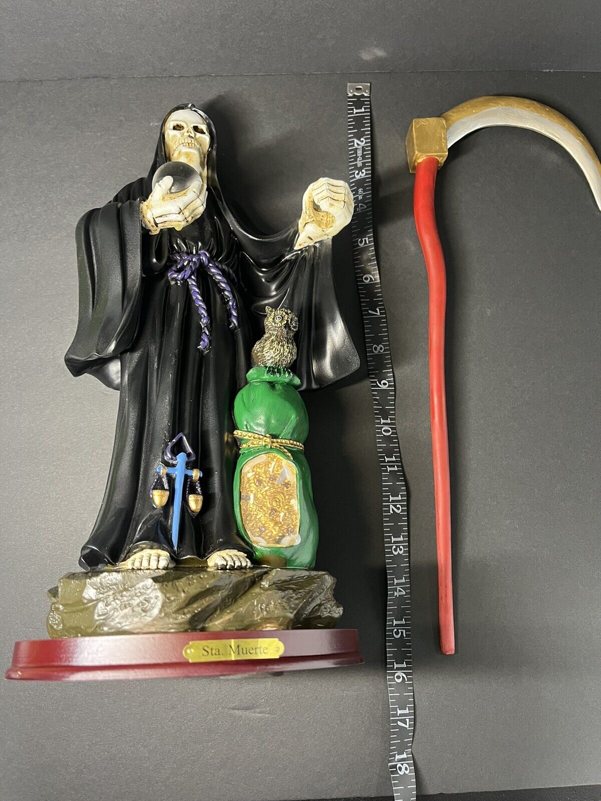 Santa Muerte Saint Death Grim Reaper Statue Figurine, 16" Black, 2008JBK-16