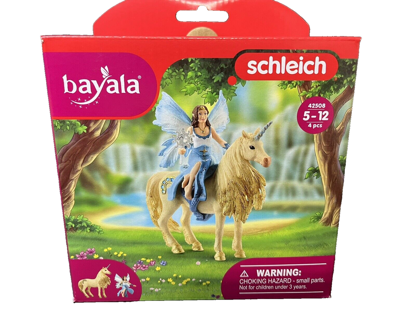 Schleich 42508 Eyela Riding On Golden Unicorn Fairy Toy Playset..