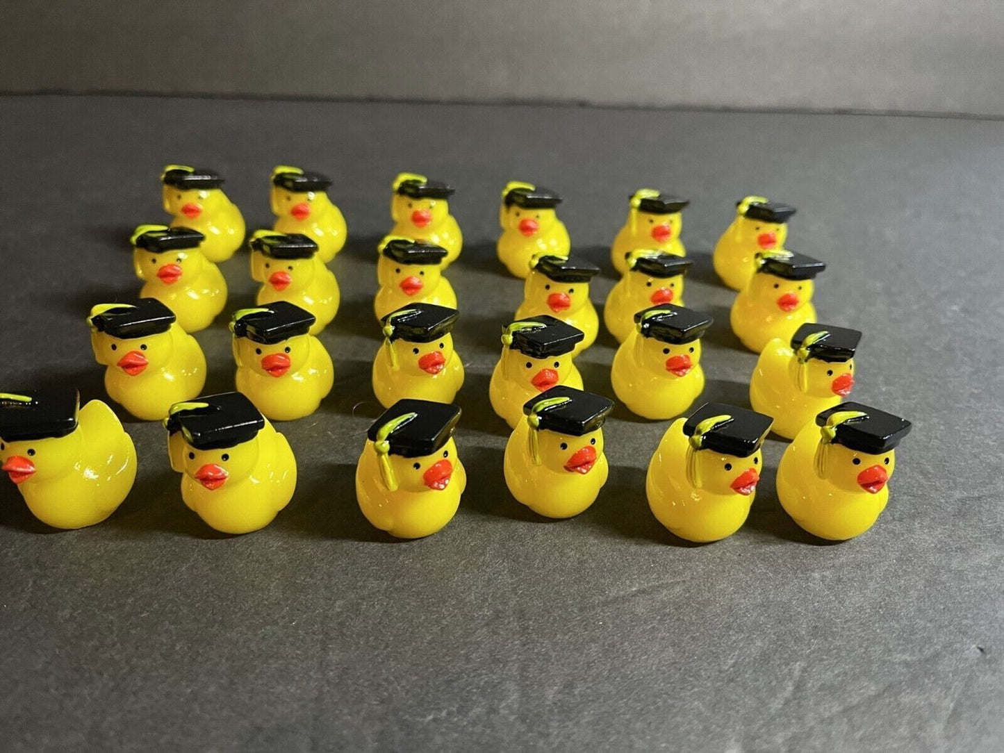 24 Pc Cute Mini Graduation Ducks w/ Black Graduation Hat for Theme Party - 1" L