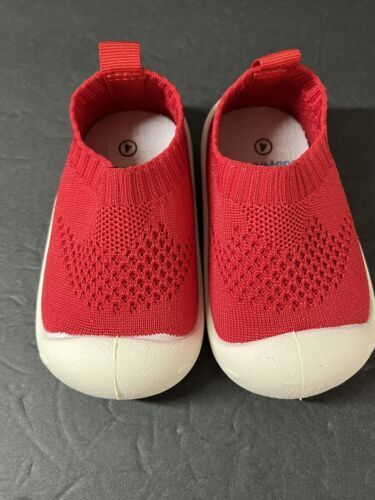 BabyWaves Premium Baby Mesh Toddler Shoes first Walker size 4 Red