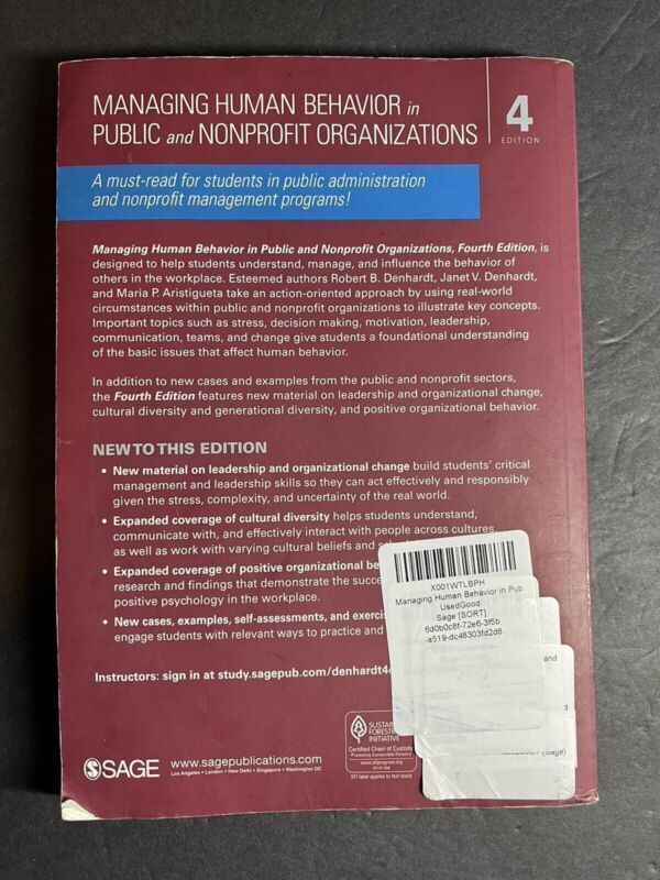 Managing Human Behavior in Public and Nonprofit Organizations by Janet 4EDITION