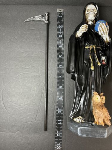 Santa Muerte 12" Con Buhó Black Dress Holy Death Grim Reaper S17012-12BK