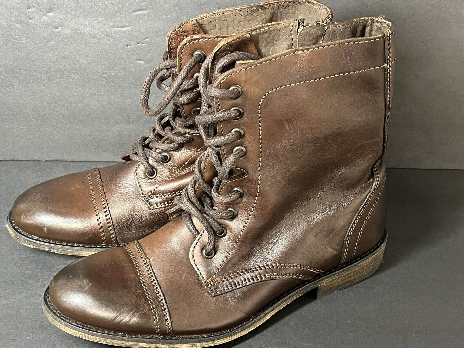 Steve Madden Leather Troopah-c Combat Boot  Men,s Size 8.5