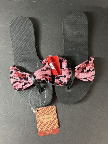 Havaianas You St. Tropez Mesh Flip Flop Sandals Women’s Size 6 Pink Black