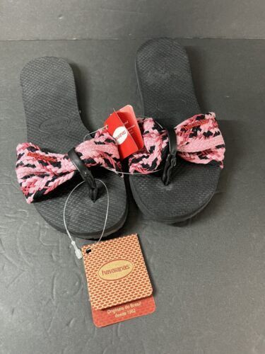 Havaianas You St. Tropez Mesh Flip Flop Sandals Women’s Size 6 Pink Black