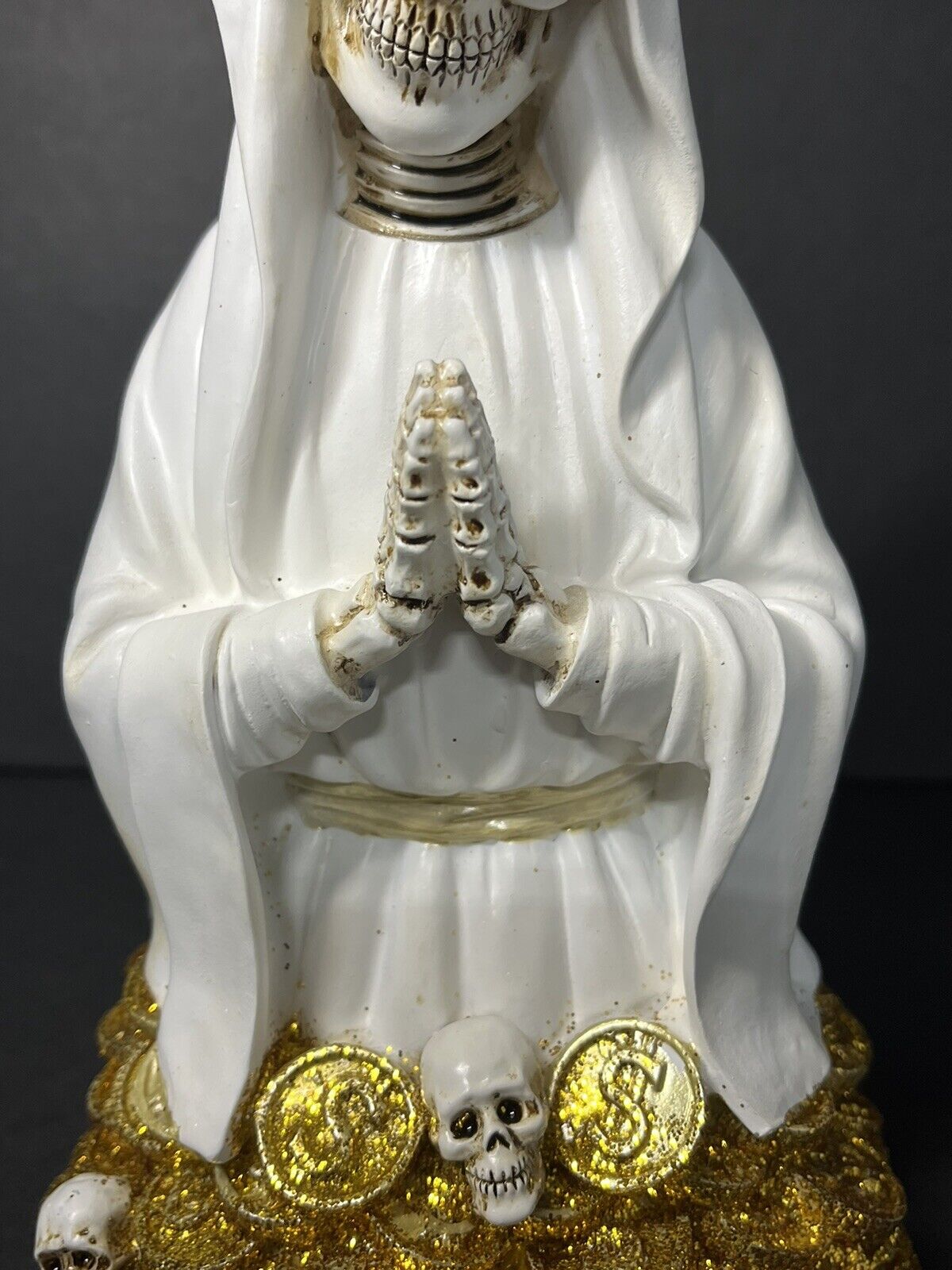 Santa Muerte 8" White Dress Holy Death Statue 6444WT-8