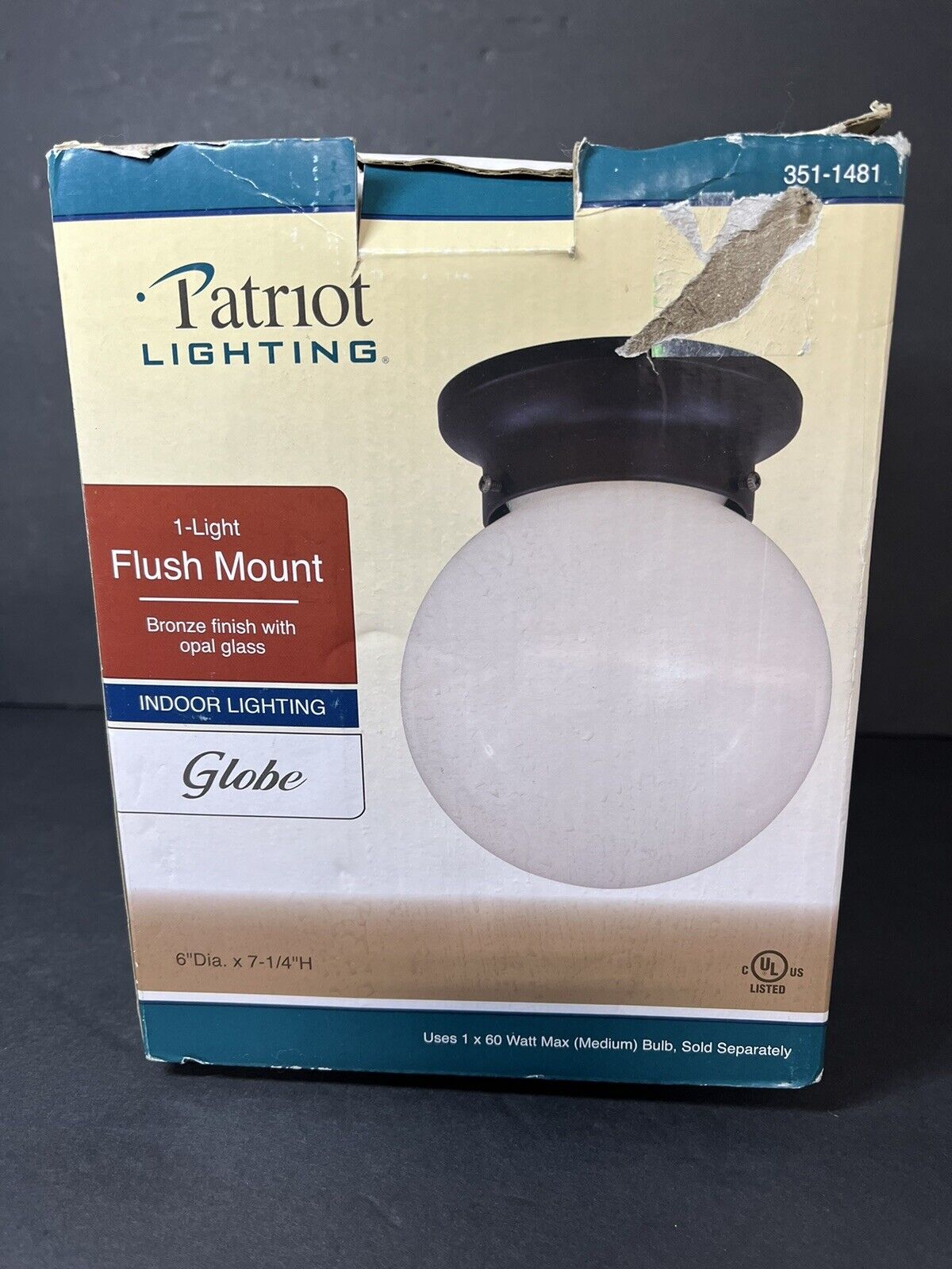 Patriot Lighting-1 Bronze  Light Flush Mount-Indoor Lighting  6" Dia x 7-1/4"H..