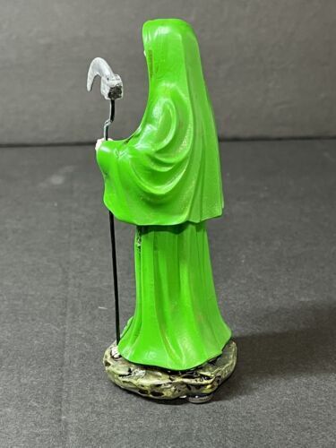 Santa Muerte 5" Green Dress Holy Death Grim Reaper Skull Skeleton 2013JGR-5