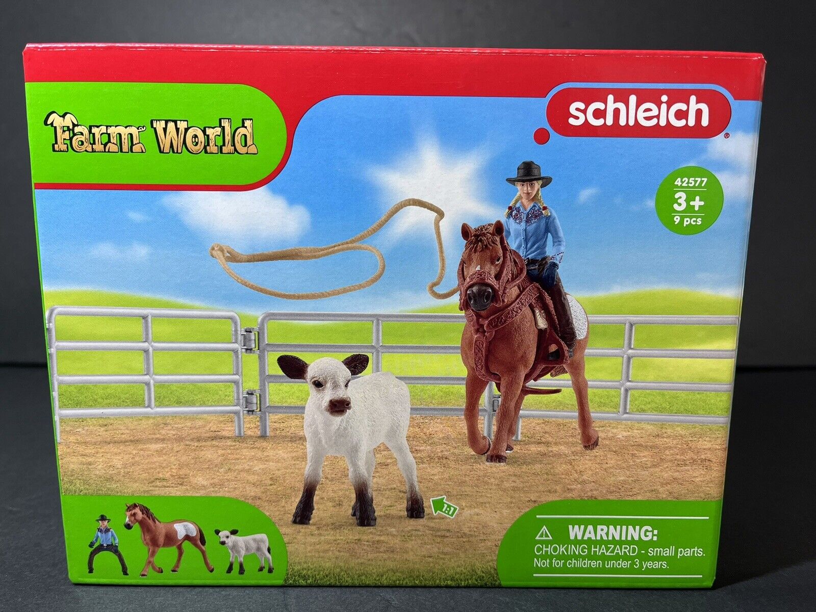 Schleich 42577 Team Roping with Cowgirl Farm Figurine Toys Play Set