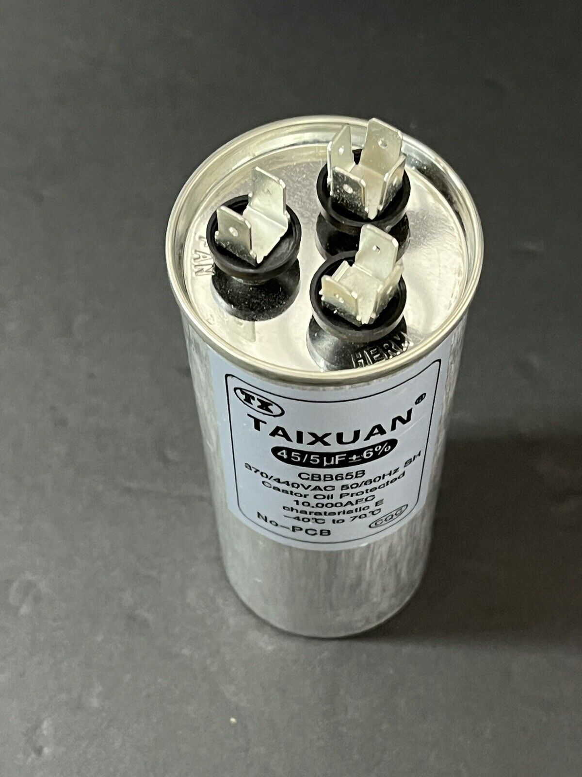 45/5 uF Capacitor 45+5 MFD 370V/440VAC CBB65 Round Dual Run Start AC Capacito